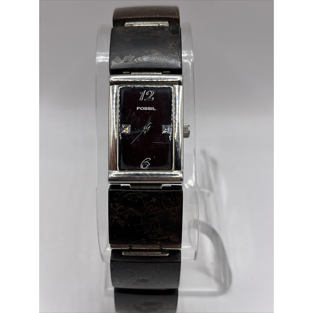 Fossil‎ F2 Women's Quartz Watch Wood Band 17mm Case ES-1719 New Battery